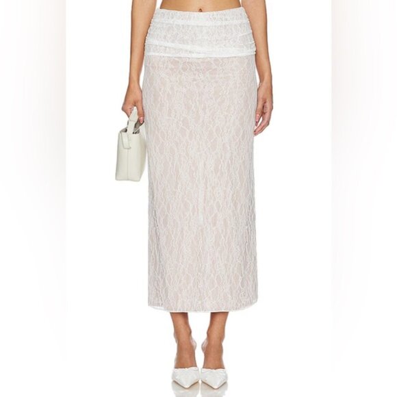 Lovers And friends jocelyn maxi skirt in white lace - Picture 1 of 7